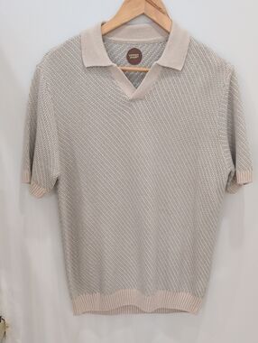 COMMON PEOPLE | Men's Seafoam Carson V-Neck Tipping Short Sleeved Polo Sweater